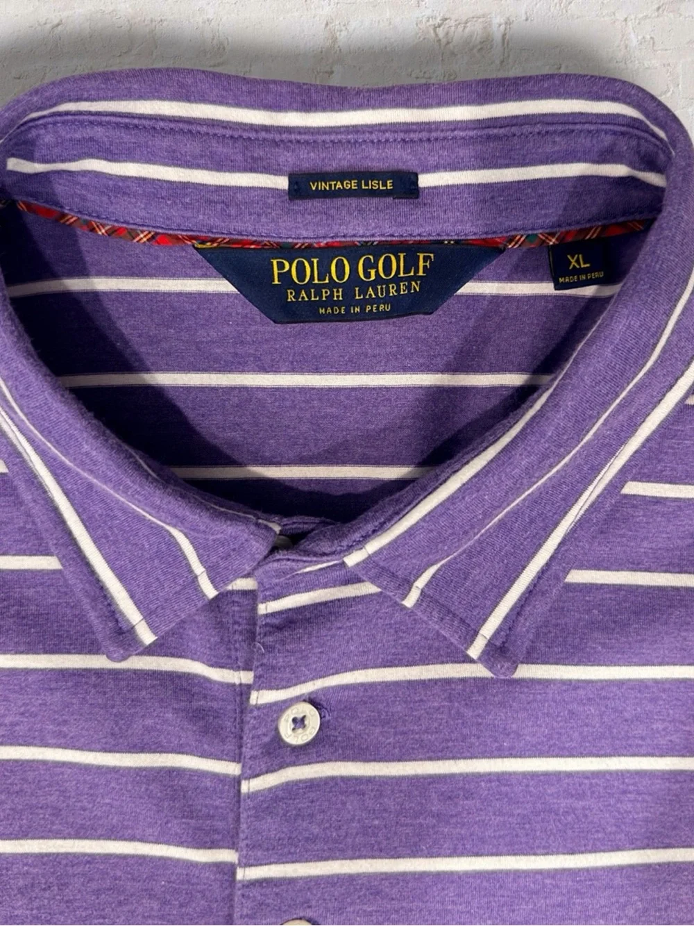 Polo Golf Ralph Lauren Vintage Lisle Polo XL Purple Stripe PVCC Country Clubj